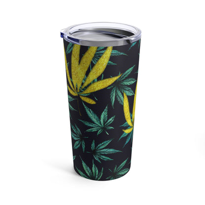 Gold & Green Marijuana Elegantly Designed 420 Weed Tumbler 20oz