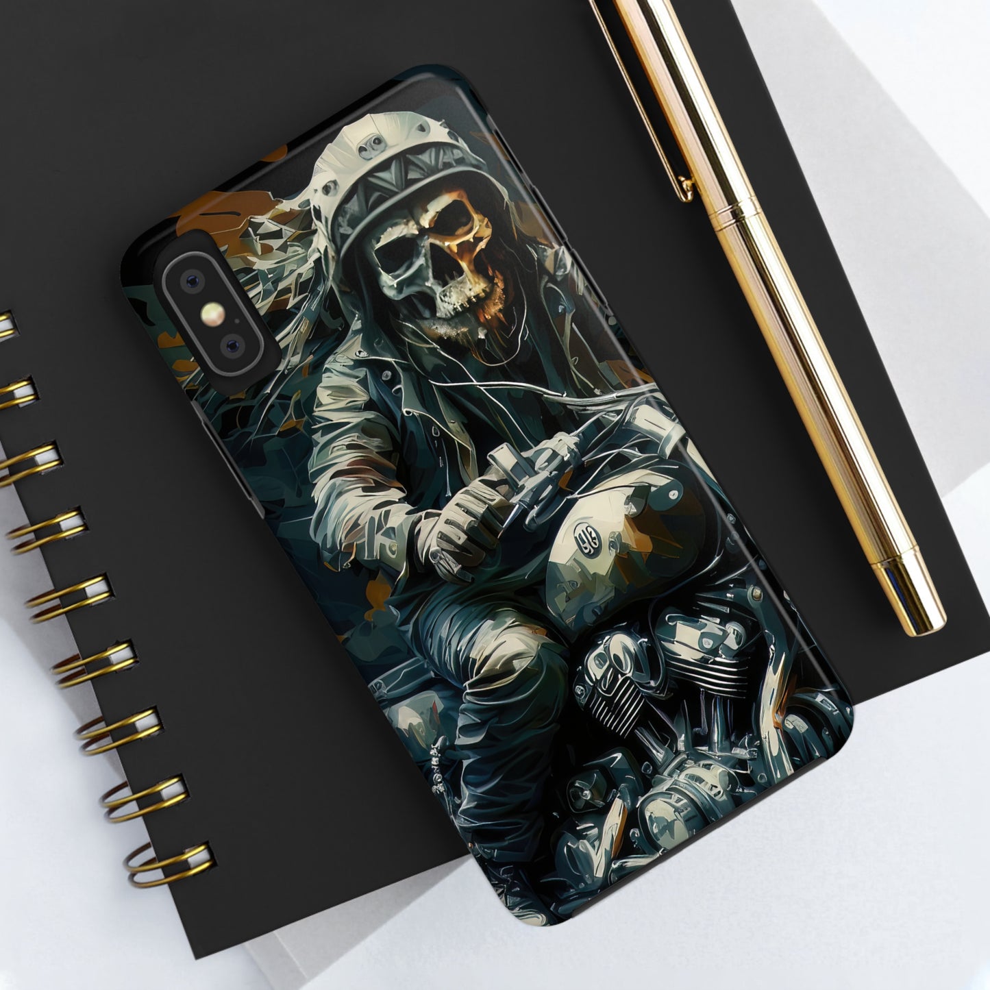 Skull Motorcycle Rider, Ready to Tear Up Road On Beautiful Bike Tough Phone Cases