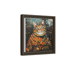 Mosaic Majesty: The Regal Cat, Framed Mosaic Cat Art Print — Colorful Modern Wall Canvas