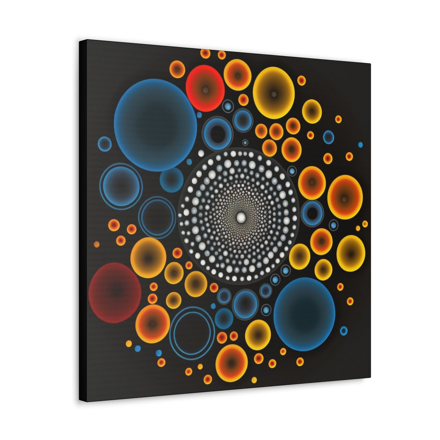 Colorful Dots And Circles Black Background Canvas Gallery Wraps