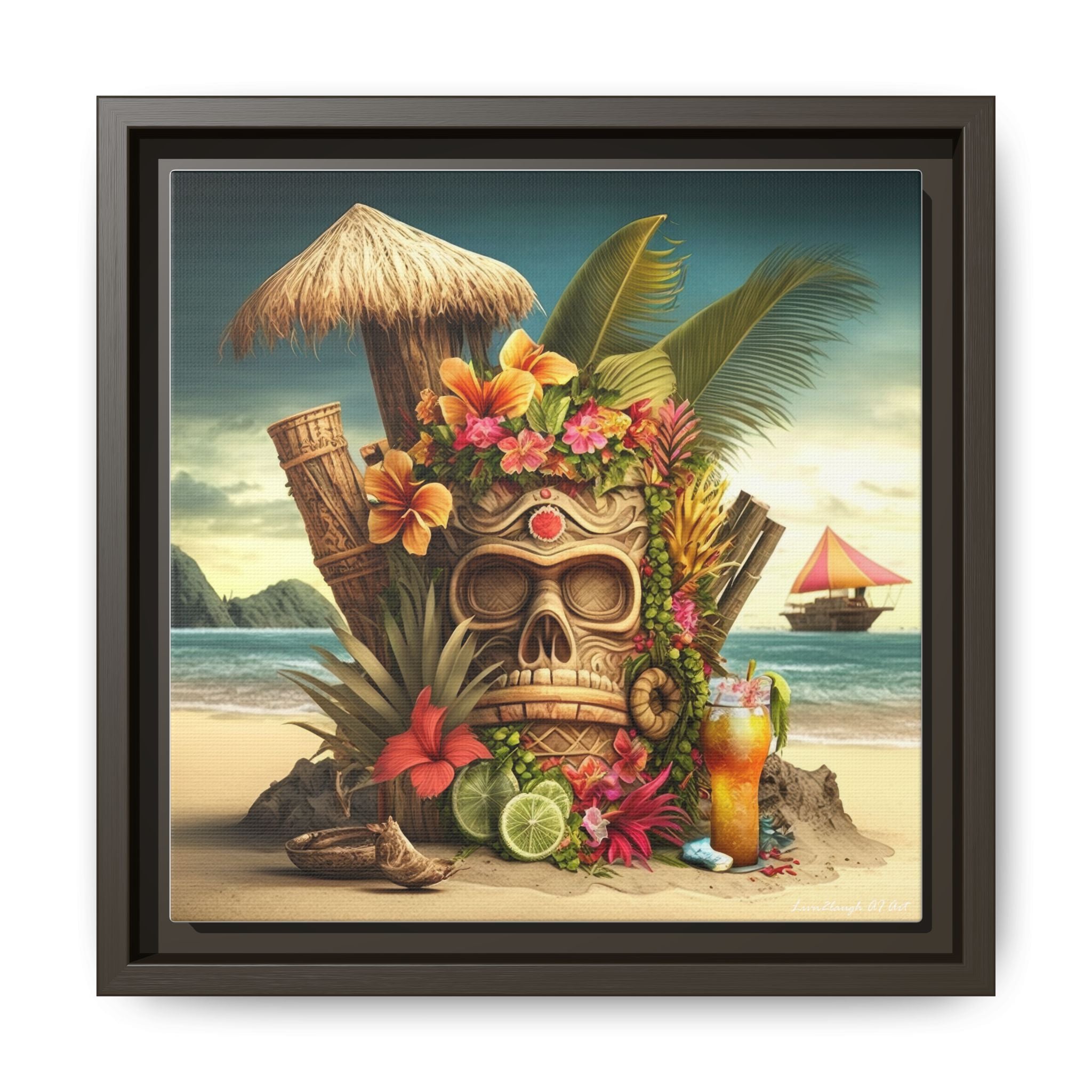 Tiki Dreams by the Shore, Art Print — Colorful Modern Wall Canvas