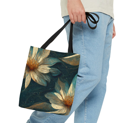 Bold And Beautiful White, Grey And Blue Floral Style 3 Tote Bag (AOP)