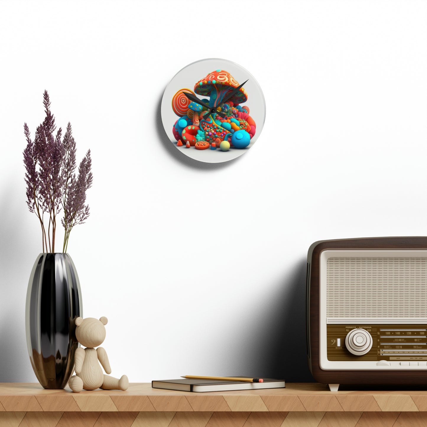 Hippie Mushroom Color Candy Style Design Style 1 Acrylic Wall Clock