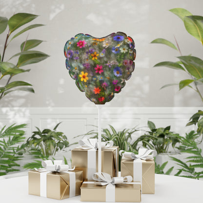 Bold & Beautiful & Metallic Wildflowers, Gorgeous floral Design, Style 2 A Balloon (Round and Heart-shaped), 11"