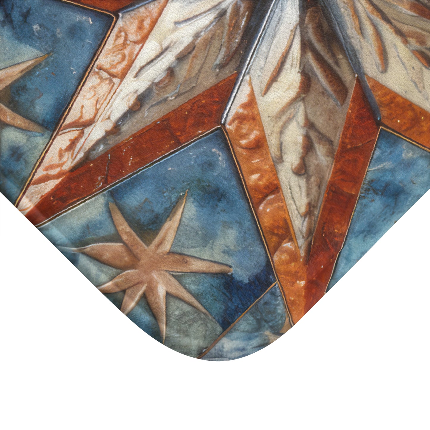 Beautiful Stars Abstract Star Style Orange, White And Blue Bath Mat