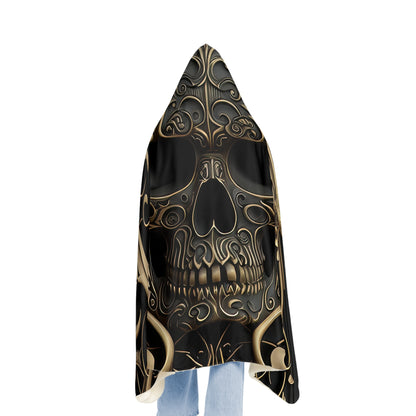 Bronze Style Metal Background Black Gun Metal Style Skull Person Snuggle Blanket
