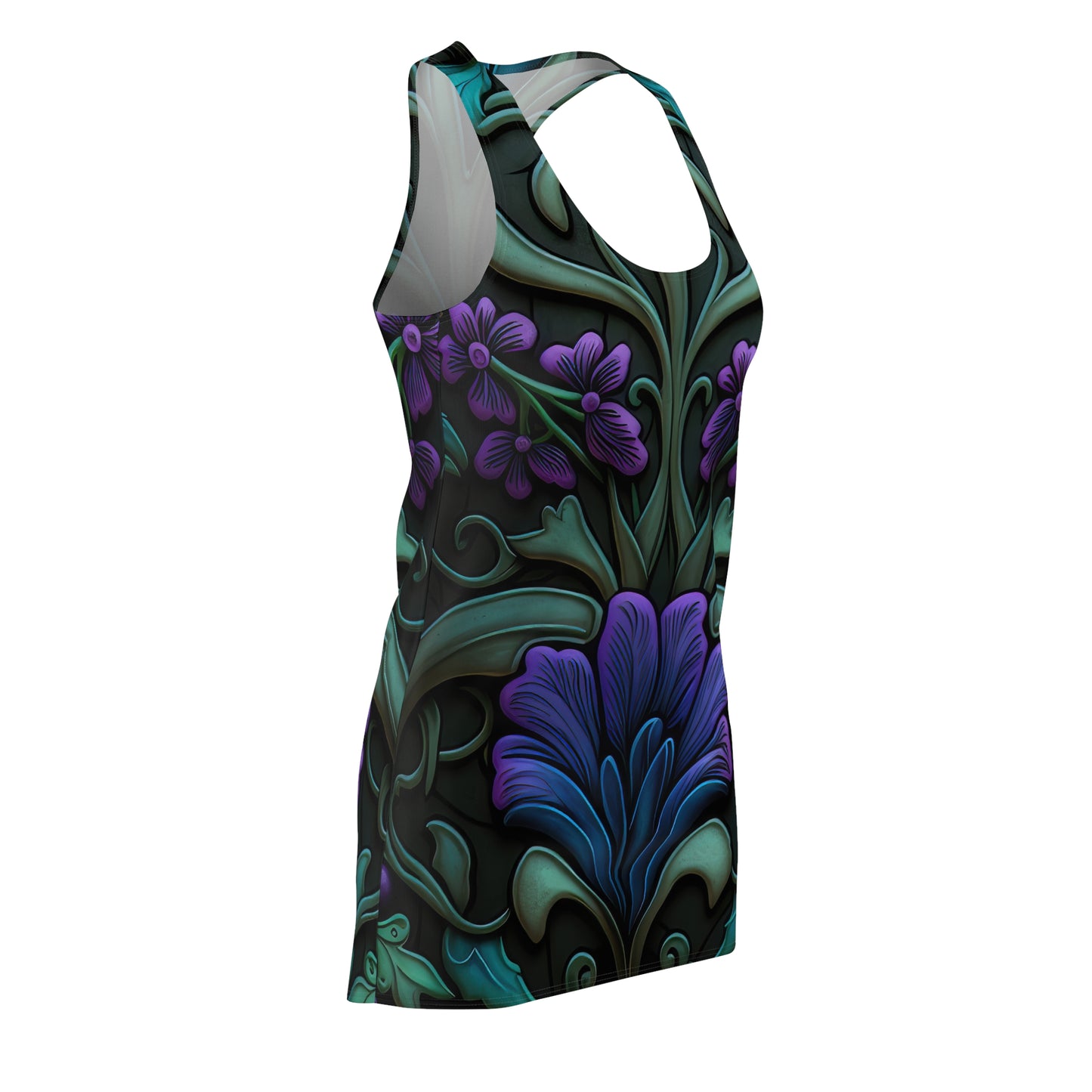 Gothic Bold & Beautiful flower floral Style 3 Women's Cut & Sew Racerback Dress (AOP)