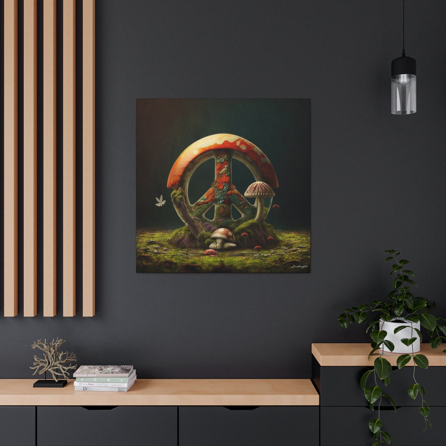 Beautiful Forest Round Peace Sign 6 Canvas Gallery Wraps