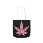 Sassy Single Pink Marijuana 420 Weed Leaf With Black Background Polyester Canvas Tote Bag (AOP)