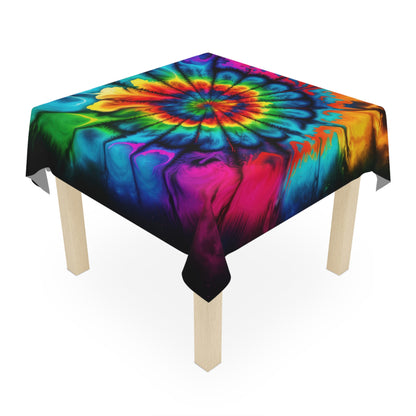 Bold And Beautiful Tie Dye Style 2 With Black Background Tablecloth