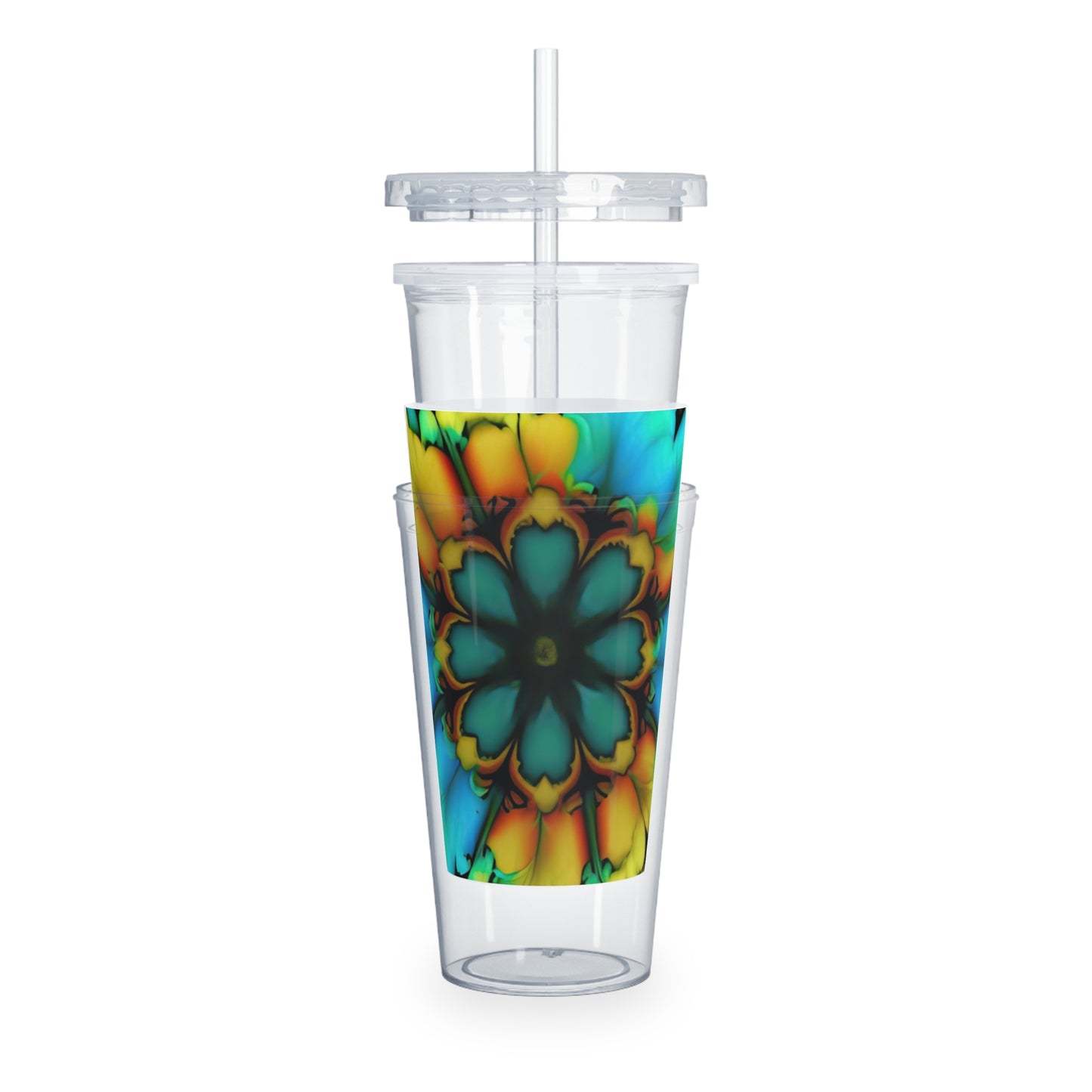 Bold And Beautiful Tie Dye B 3 Blue Yellow Plastic Tumbler with Straw