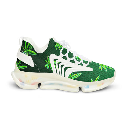 Classic Green Marijuana Leave Men's Mesh Sneakers