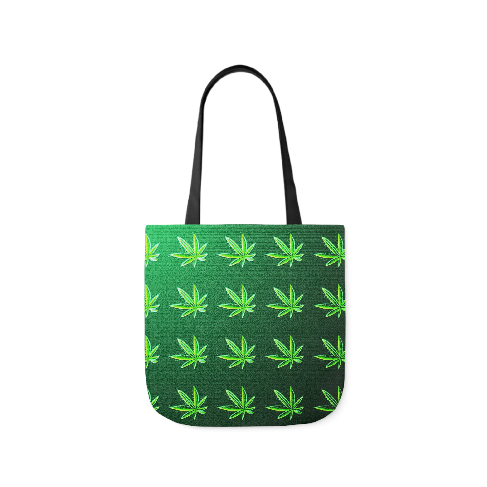 Green Leaf Marijuana Pot Weed Leaf 420 Polyester Canvas Tote Bag (AOP)