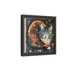 "Bold Mosaic Cat", Framed Mosaic Cat Art Print — Colorful Modern Wall Canvas