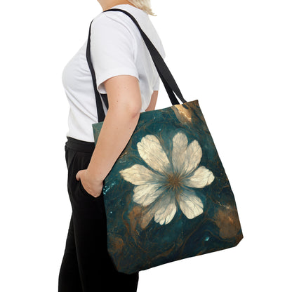 Bold And Beautiful White, Grey And Blue Floral Style 1 Tote Bag (AOP)