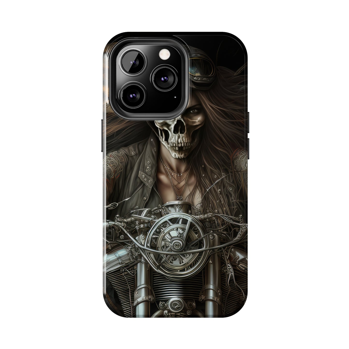 Skull Motorcycle Rider, Ready to Tear Up Road On Beautiful Bike 10 Tough Phone Cases