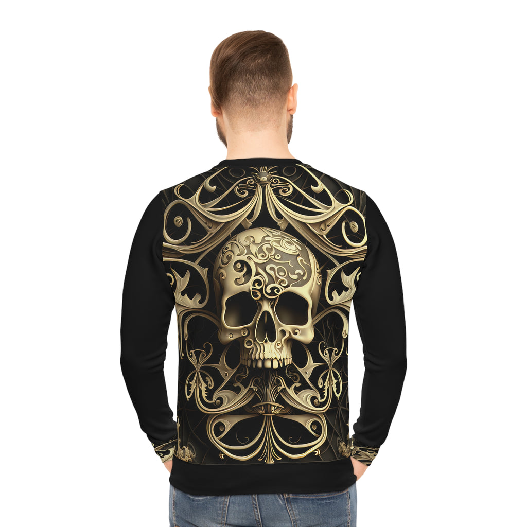 Metallic Chrome Skulls and classic Designed Background Style 8 Lightweight Sweatshirt (AOP)