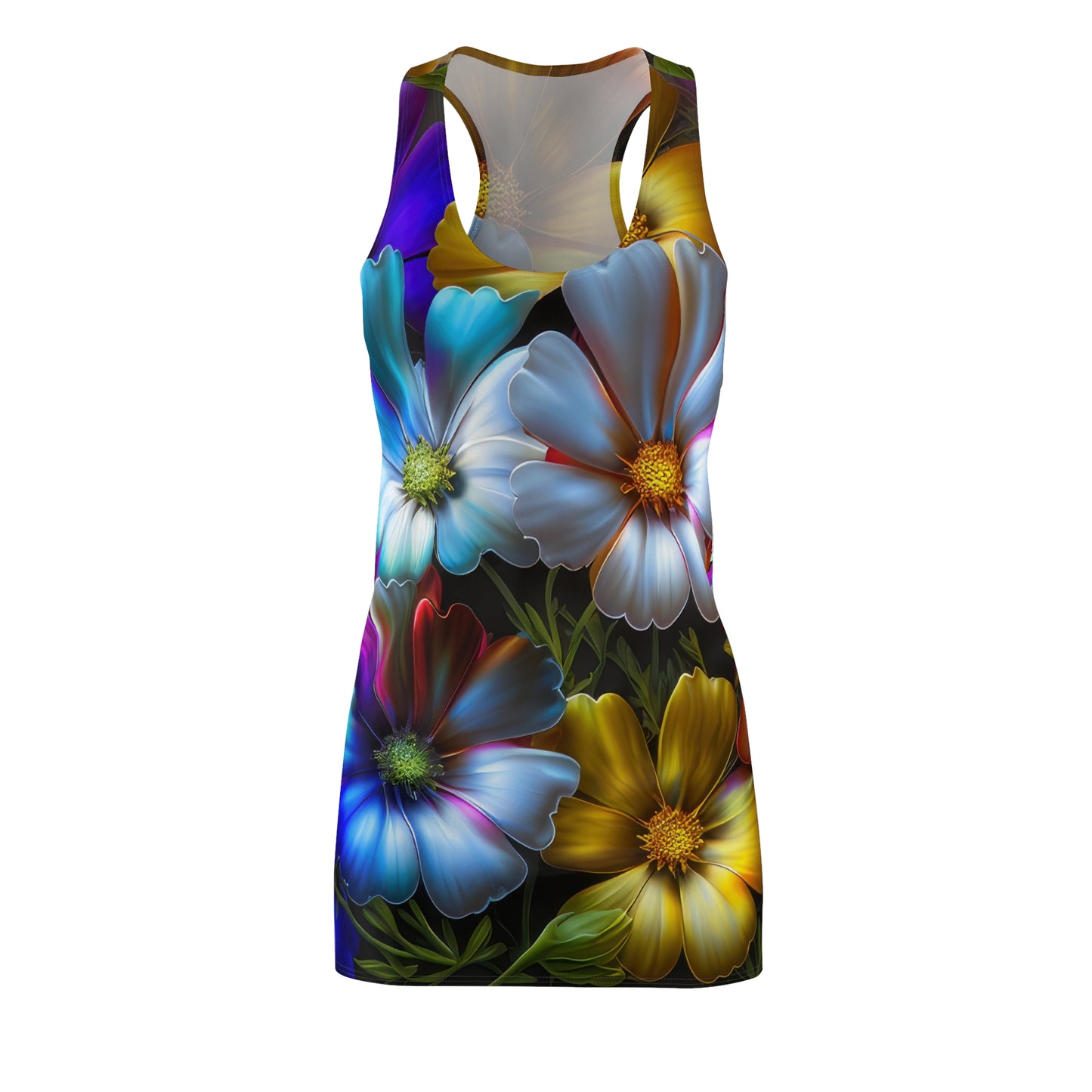 Bold & Beautiful & Metallic Wildflowers, Gorgeous floral Design, Style 5 Women's Cut & Sew Racerback Dress (AOP)