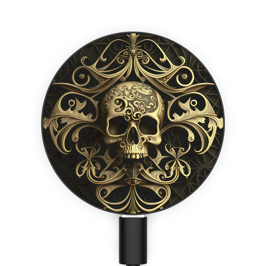 Metallic Chrome Skull And Detailed Background Style 5 Magnetic Induction Charger