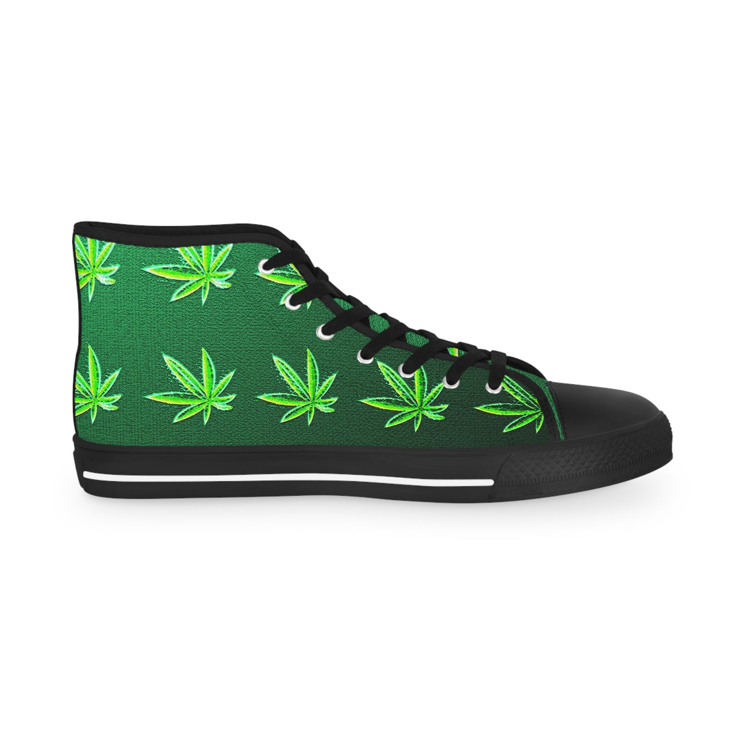 Classic Green Marijuana Leaves Men's High Top Sneakers