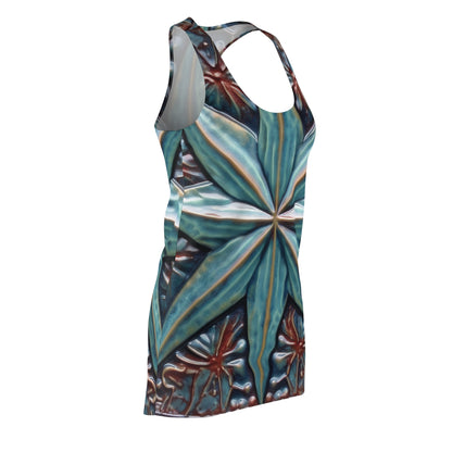 Beautiful Stars Abstract Star Style Blue And Red Women's Cut & Sew Racerback Dress (AOP)