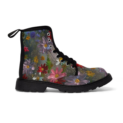 Bold & Beautiful & Metallic Wildflowers, Gorgeous floral Design, Style 6 Women's Canvas Boots