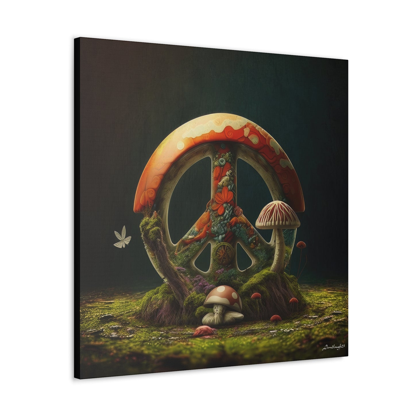 Beautiful Forest Round Peace Sign 6 Canvas Gallery Wraps