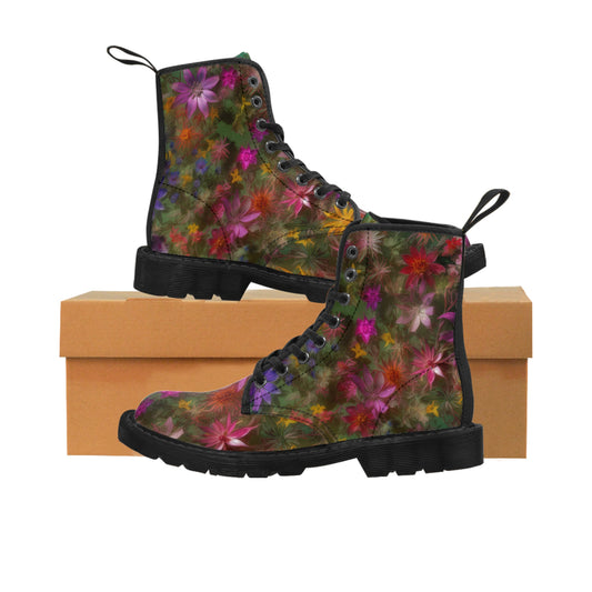 Bold & Beautiful & Metallic Wildflowers, Gorgeous floral Design, Style 3 Women's Canvas Boots