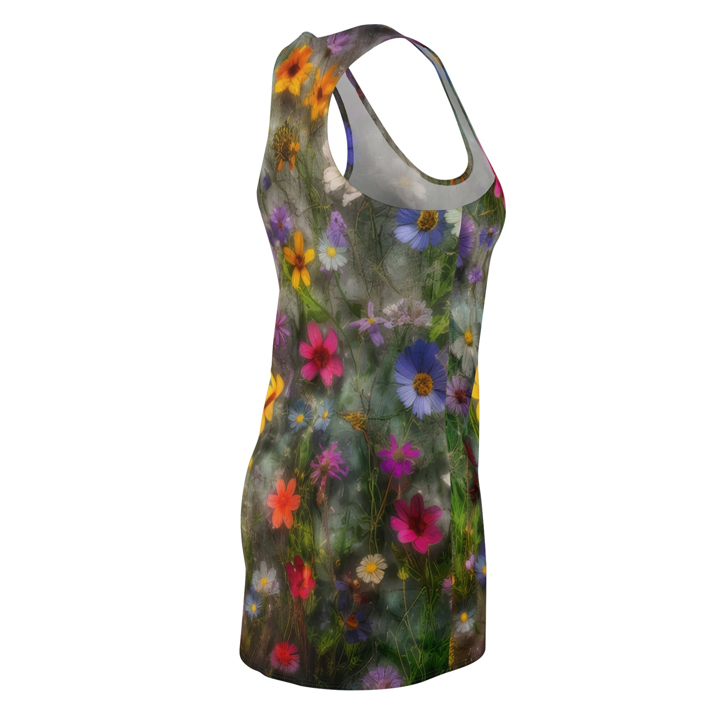 Bold & Beautiful & Metallic Wildflowers, Gorgeous floral Design, Style 2 A Women's Cut & Sew Racerback Dress (AOP)