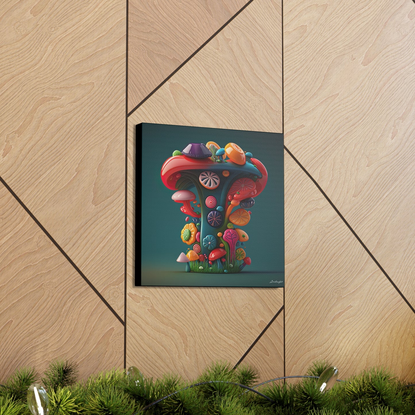 Beautiful Mushroom Luminating Colorful Bliss 9 Canvas Gallery Wraps