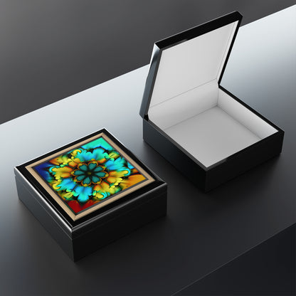 Blue And Yellow Tone Tie Dye Jewelry Box Jewelry Box