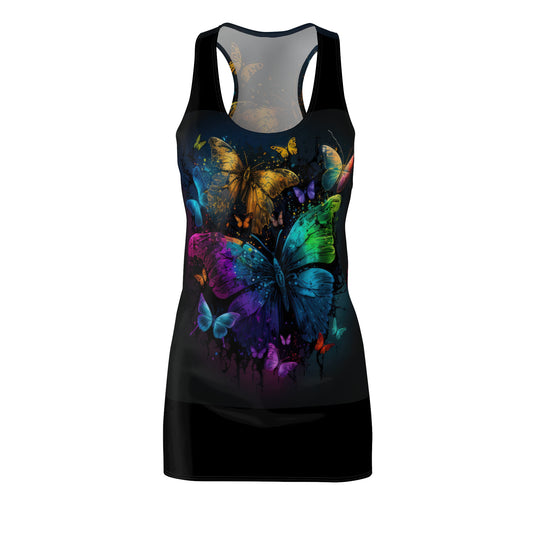 Bold And Beautiful Tie Dye Butterflies Style Seven Women's Cut & Sew Racerback Dress (AOP)