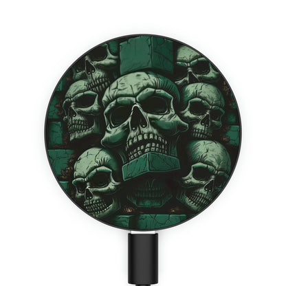 Metallic Chrome Skull And Detailed Background Style 10 Magnetic Induction Charger