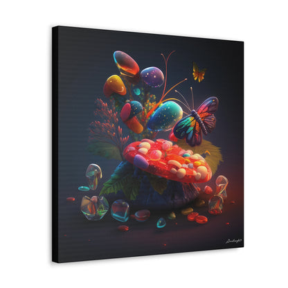 Beautiful Mushroom Luminating Colorful Bliss With Butterflies Canvas Gallery Wraps