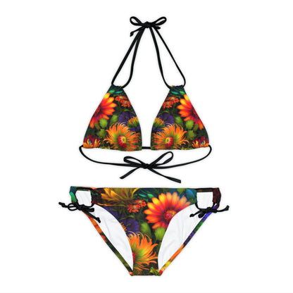 Bold And Beautiful Flowers Style One Strappy Bikini Set (AOP)