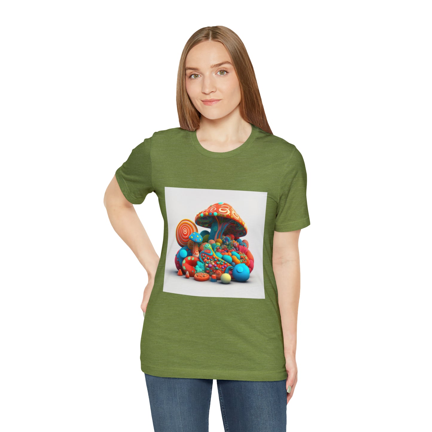 Hippie Mushroom Color Candy Style Design Style 1Unisex Jersey Short Sleeve Tee