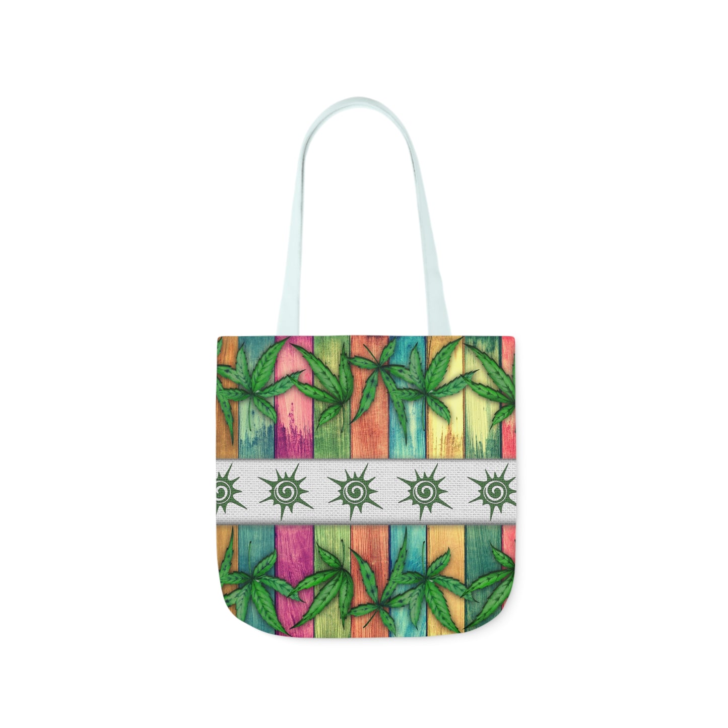 Beautiful Multicolored Pink Purple Blue 420 Weed Marijuana Leaf Polyester Canvas Tote Bag (AOP)