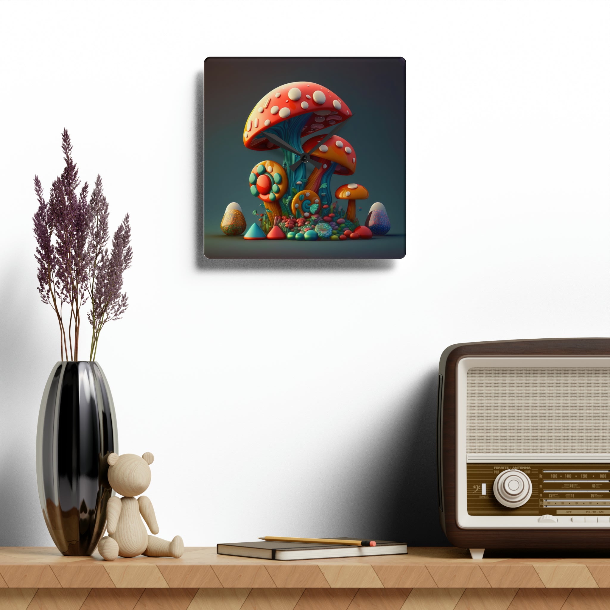 Hippie Mushroom Color Candy Style Design Style 4 Acrylic Wall Clock