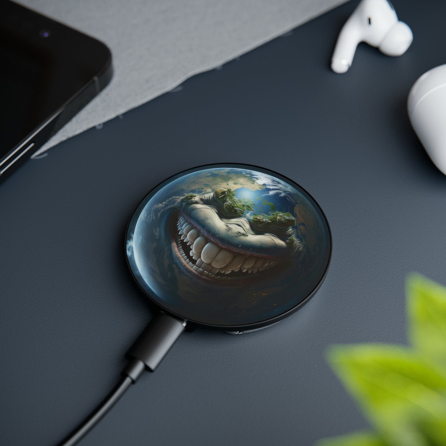 Toothy Angry Looking Earth Style 1 Magnetic Induction Charger