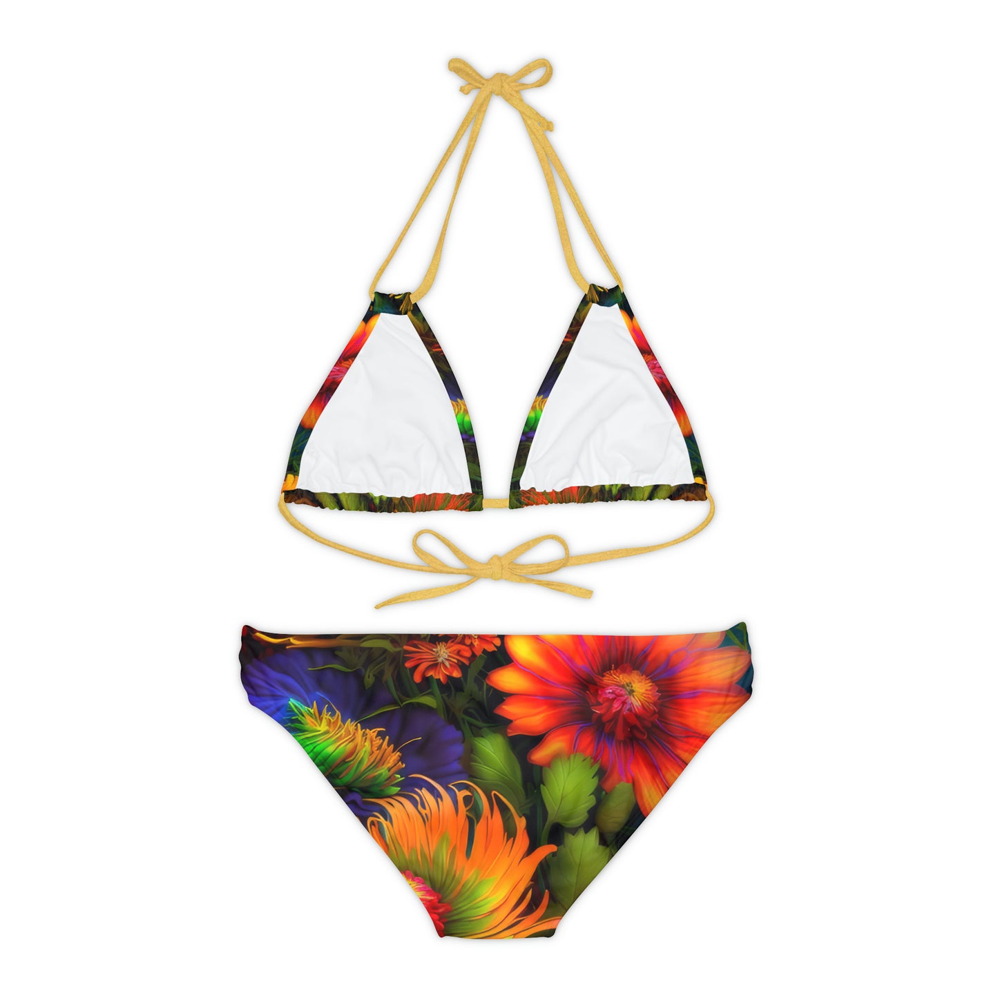 Bold And Beautiful Flowers Style One Strappy Bikini Set (AOP)