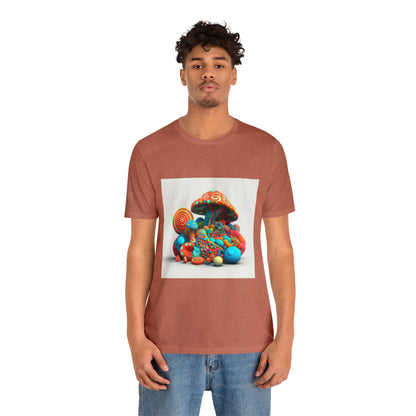 Hippie Mushroom Color Candy Style Design Style 1Unisex Jersey Short Sleeve Tee