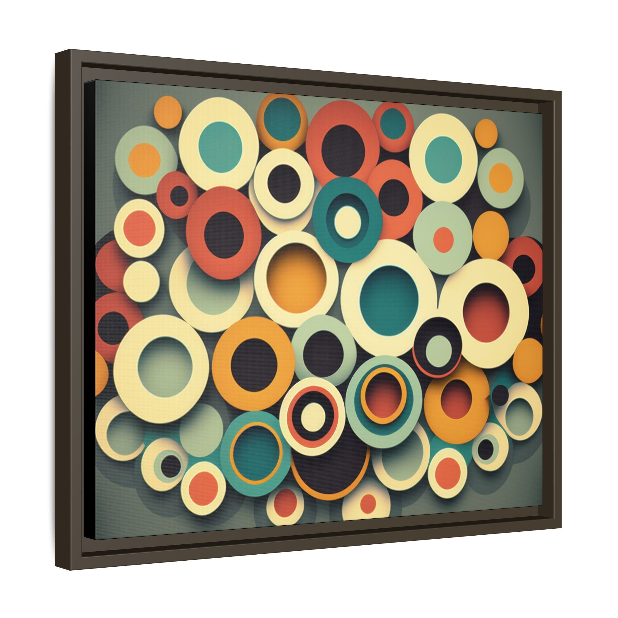 Gathered Circles, Matte Canvas, Framed (Multi-color)