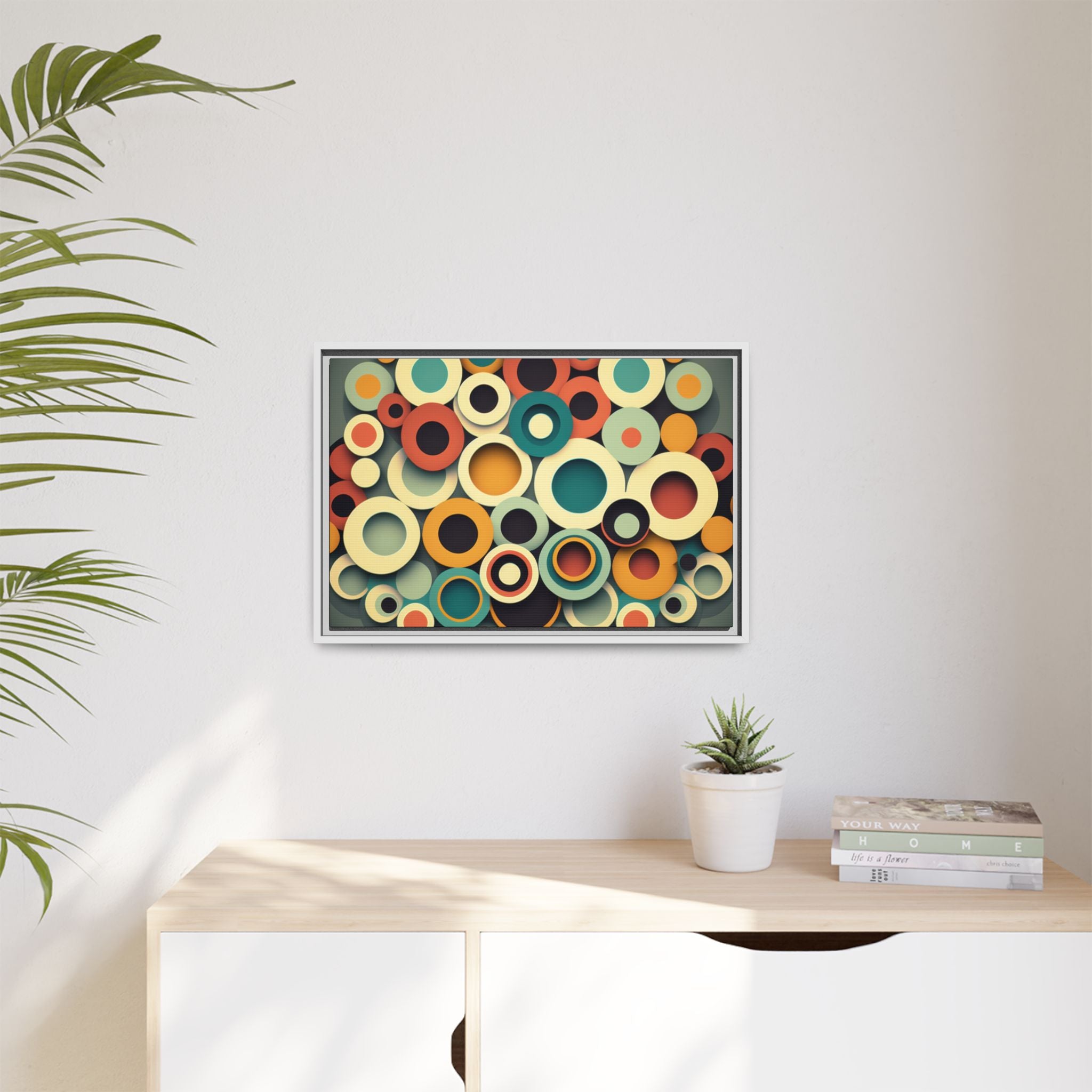 Gathered Circles, Matte Canvas, Framed (Multi-color)