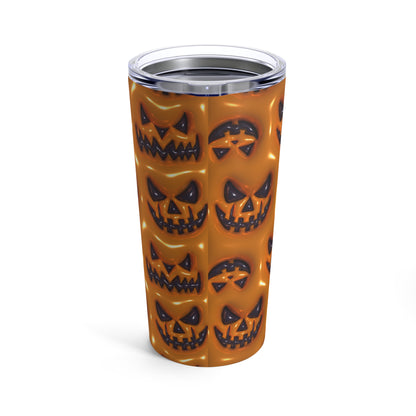 Scary Black Faced Pumpkin Faces With Orange Background 3-D Puffy Halloween by  Mulew Art Tumbler 20oz