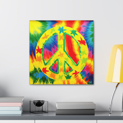 Coolio Tie Dye Hippie Peace Sign And Stars 8 Canvas Gallery Wraps