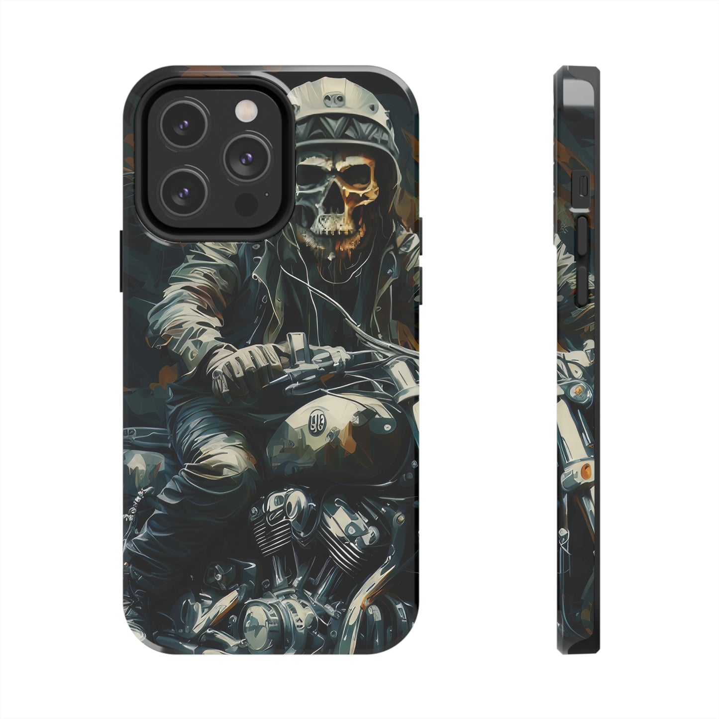 Skull Motorcycle Rider, Ready to Tear Up Road On Beautiful Bike Tough Phone Cases