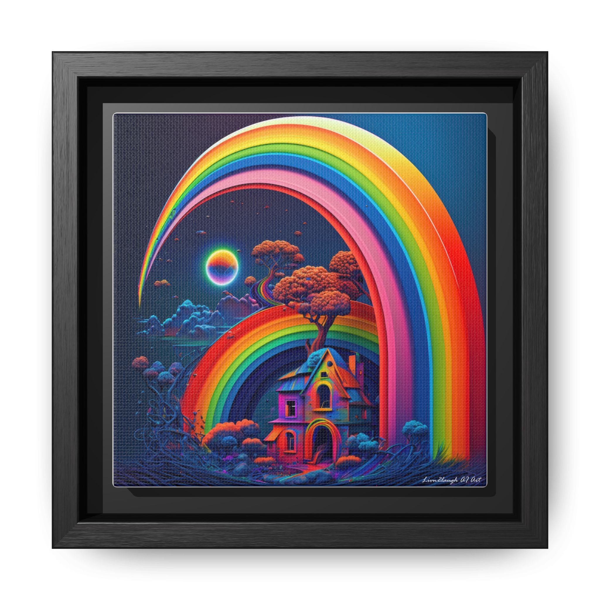 Home Beneath the Rainbow, Art Print — Colorful Modern Wall Canvas