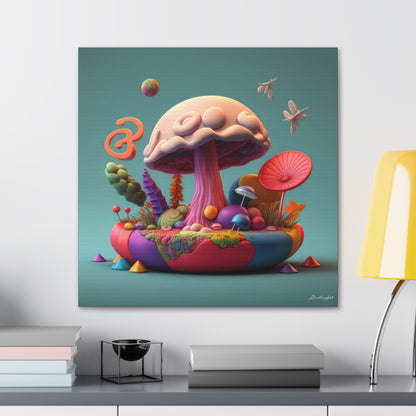 Gummy-Candy Style Mushroom Fun Bliss Cute Flowers Canvas Gallery Wraps