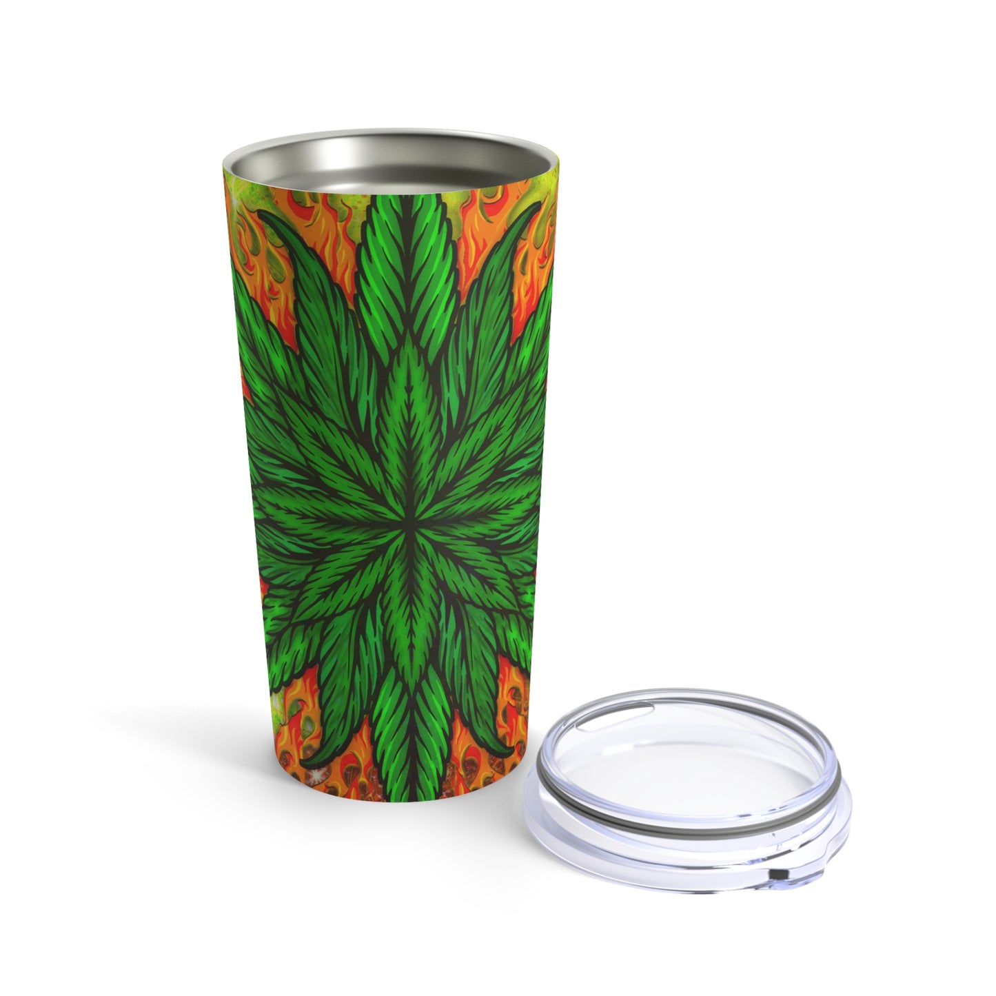 Amazing Orange Green Collage Marijuana Elegantly Designed 420 Weed Tumbler 20oz