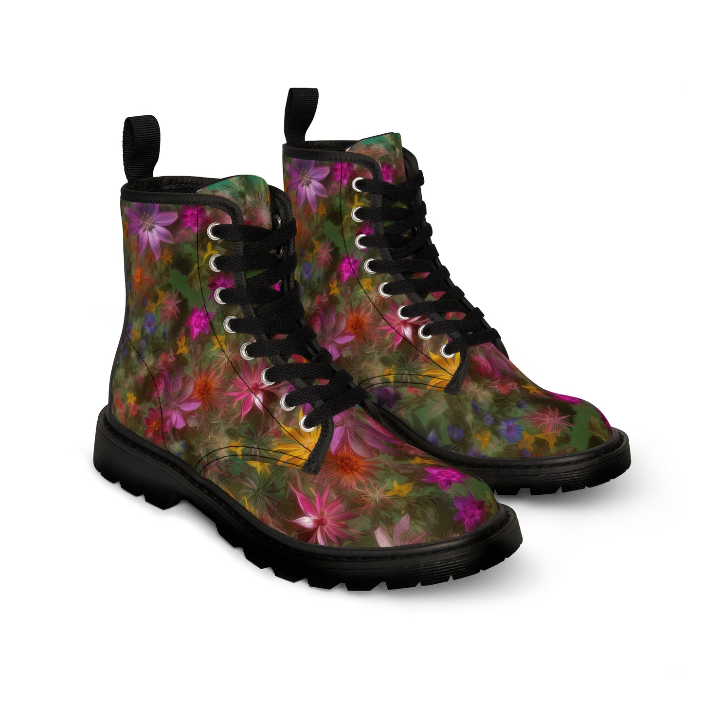 Bold & Beautiful & Metallic Wildflowers, Gorgeous floral Design, Style 3 Women's Canvas Boots